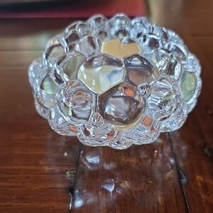 Beautiful Orrefors Crystal Votive Holder.  Raspberry Pattern.  Signed.